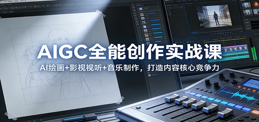 AIGC全能创作实战课:AI绘画+影视视听+音乐制作,打造内容核心竞争力-网赚副业网