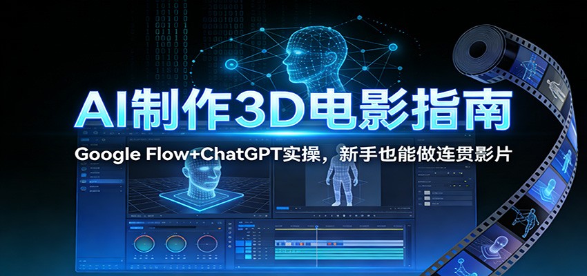 AI制作3D电影指南:Google Flow+ChatGPT实操,新手也能做连贯影片-网赚副业网