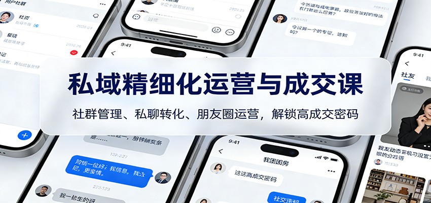 私域精细化运营与成交课:社群管理、私聊转化、朋友圈运营,解锁高成交密码-网赚副业网