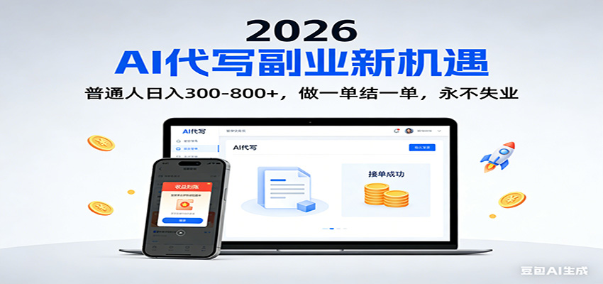 2026 副业首选！AI 代写日入 300-800，普通人0门槛，做一单结一单！-网赚副业网