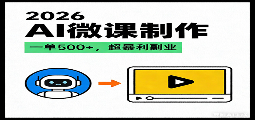 2026AI 风口最稳副业:微课代写制作,一单 500+,人人可做的蓝海项目-网赚副业网