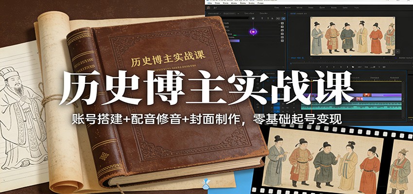 历史博主实战课:账号搭建+配音修音+封面制作,零基础起号变现-网赚副业网