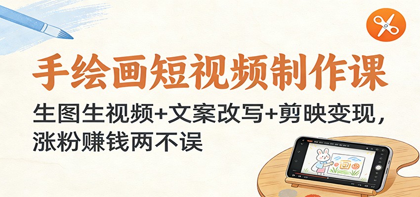 手绘画短视频制作课:生图生视频+文案改写+剪映变现,涨粉赚钱两不误-网赚副业网