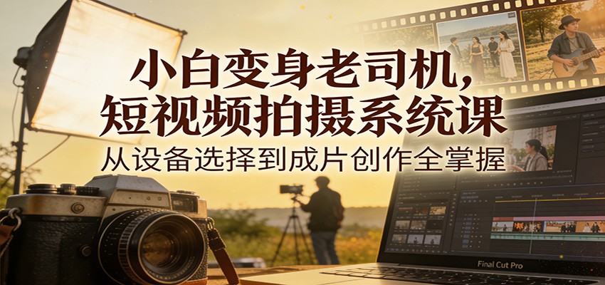 小白变身老司机,短视频拍摄系统课,从设备选择到成片创作全掌握-网赚副业网