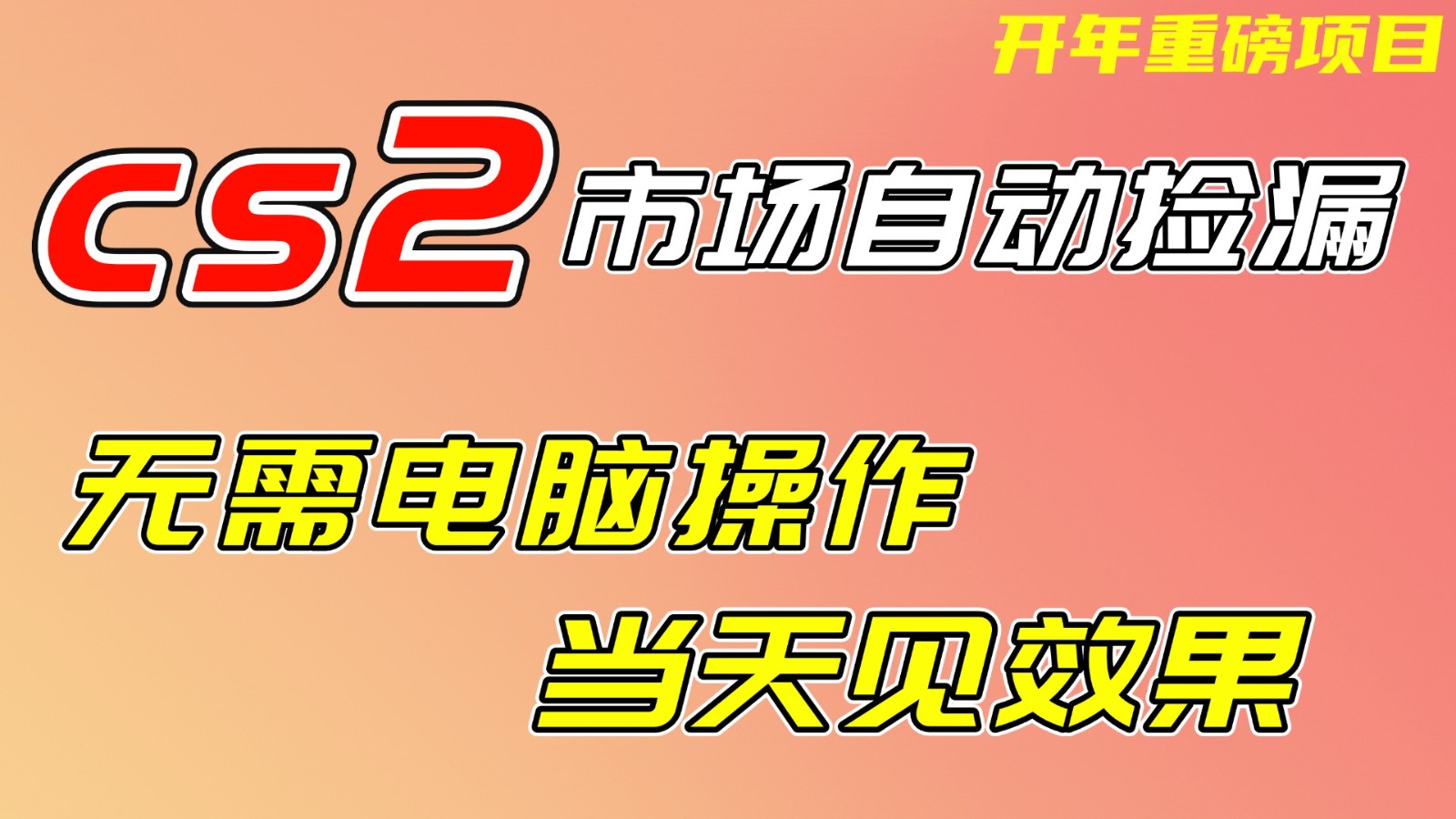 CS2市场挂机项,无需电脑操作,无需进入游戏,当天见效果,支持任何形式验证-网赚副业网