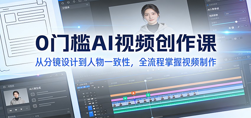 0门槛AI视频创作课:从分镜设计到人物一致性,全流程掌握视频制作-网赚副业网