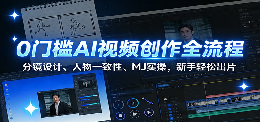 0门槛AI视频创作全流程:分镜设计、人物一致性、MJ实操,新手轻松出片-网赚副业网