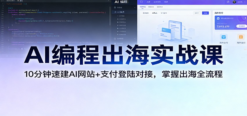 AI编程出海实战课:10分钟速建AI网站+支付登陆对接,掌握出海全流程-网赚副业网