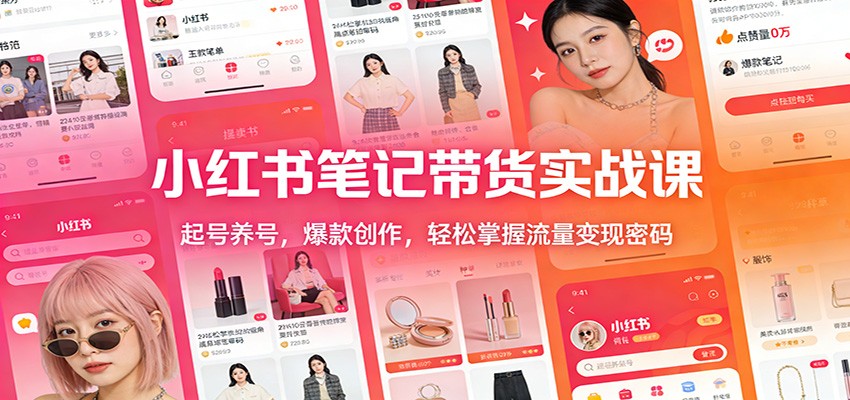小红书笔记带货实战课：起号养号，爆款创作，轻松掌握流量变现密码-网赚副业网