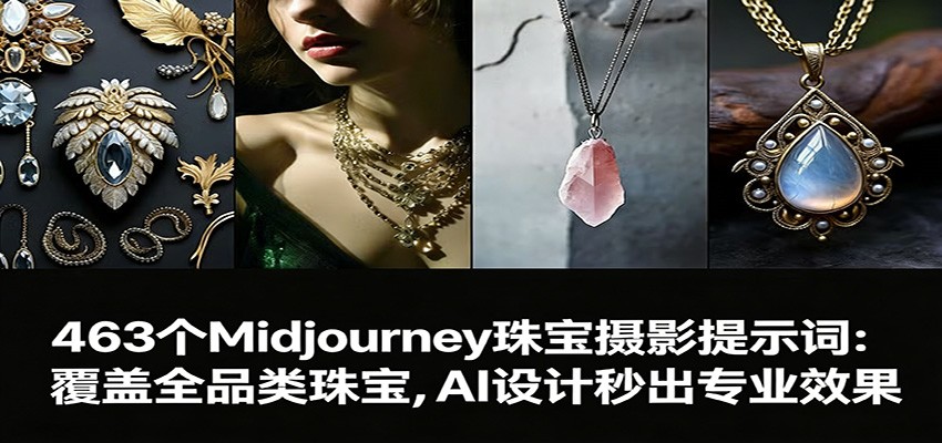 463个Midjourney珠宝摄影提示词:覆盖全品类珠宝,AI设计秒出专业效果-网赚副业网
