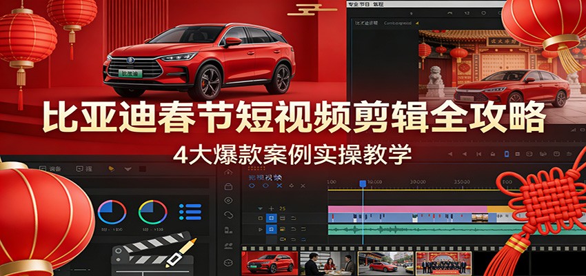 比亚迪春节短视频剪辑全攻略,4大爆款案例实操教学-网赚副业网