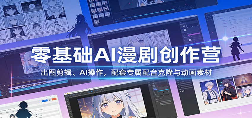 零基础AI漫剧创作营：出图剪辑、AI操作，配套专属配音克隆与动画素材-网赚副业网
