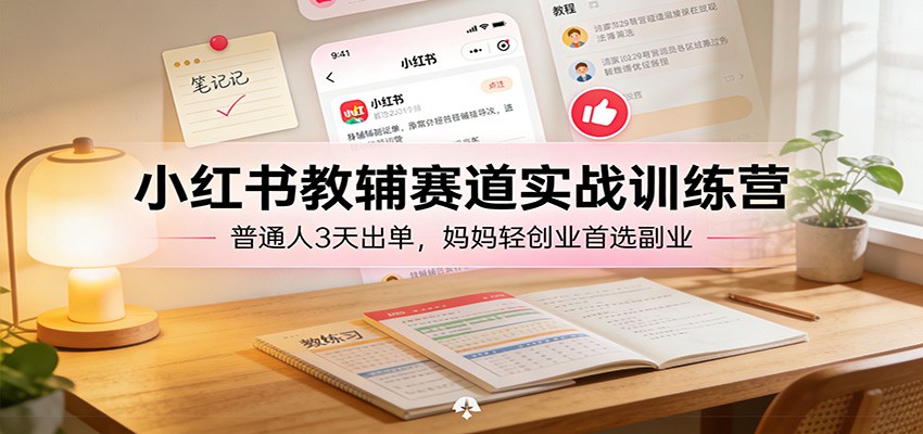 小红书教辅赛道实战训练营:普通人3天出单,妈妈轻创业首选副业-网赚副业网