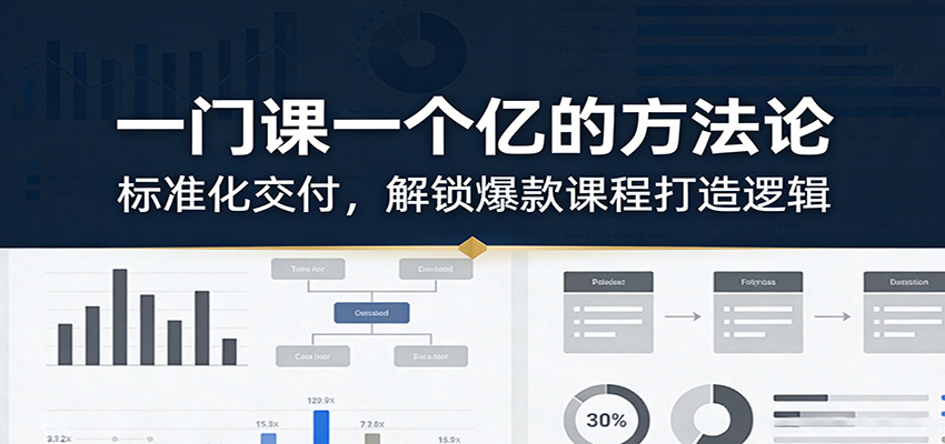一门课一个亿的方法论:标准化交付,解锁爆款课程打造逻辑-网赚副业网