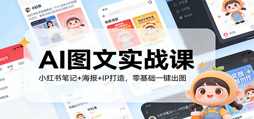 AI图文实战课:小红书笔记+海报+IP打造,零基础一键出图-网赚副业网