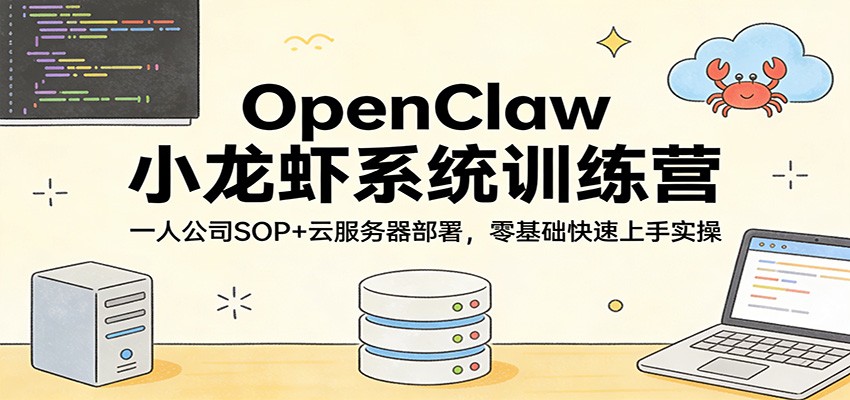 OpenClaw小龙虾系统训练营:一人公司SOP,云服务器部署,零基础快速上手实操-网赚副业网