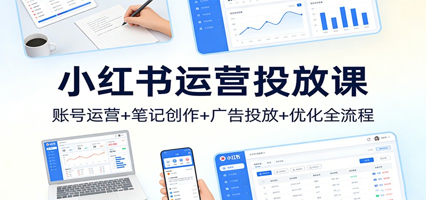 小红书运营投放课:账号运营+笔记创作+广告投放+优化全流程-网赚副业网