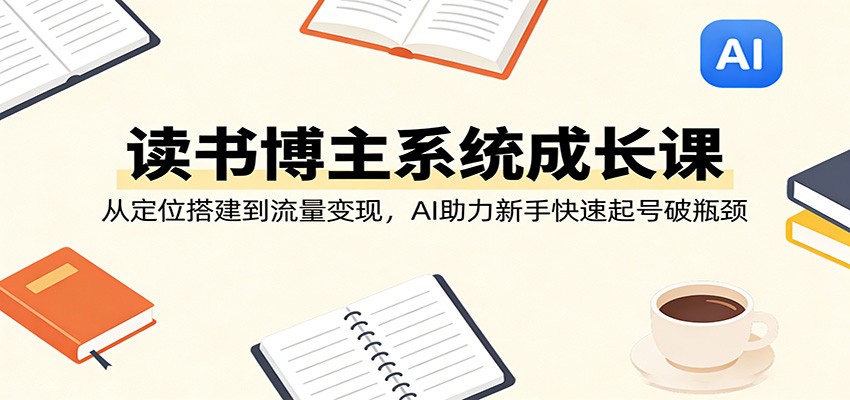读书博主系统成长课:从定位搭建到流量变现,AI助力新手快速起号破瓶颈-网赚副业网