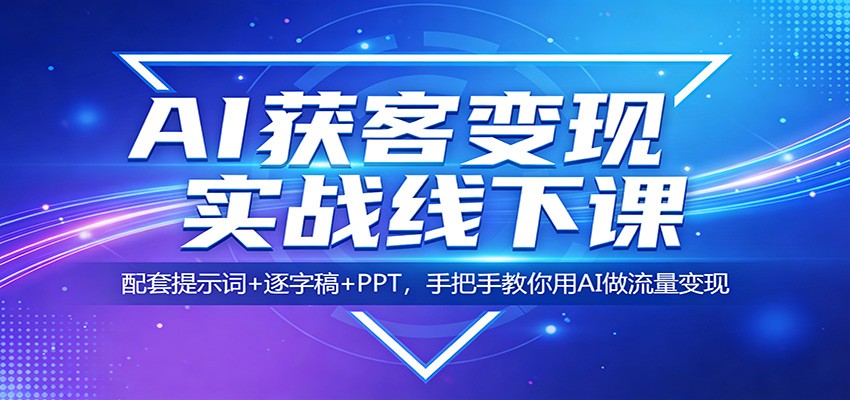 AI获客变现实战线下课:配套提示词+逐字稿+PPT,手把手教你用AI做流量变现-网赚副业网
