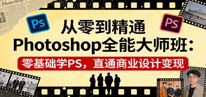 从零到精通Photoshop全能大师班:零基础学PS,直通商业设计变现-网赚副业网