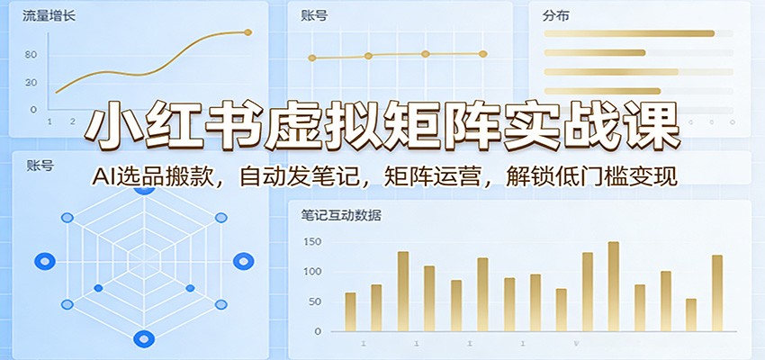 小红书虚拟矩阵实战课:AI选品搬款,自动发笔记,矩阵运营,解锁低门槛变现-网赚副业网