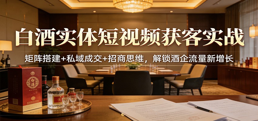 白酒实体短视频获客实战:矩阵搭建+私域成交+招商思维,解锁酒企流量新增长-网赚副业网