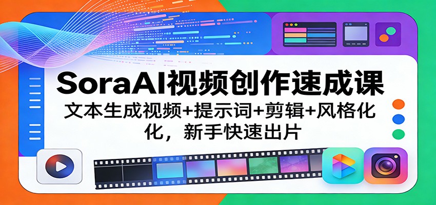 SoraAI视频创作速成课:文本生成视频+提示词+剪辑+风格化,新手快速出片-网赚副业网