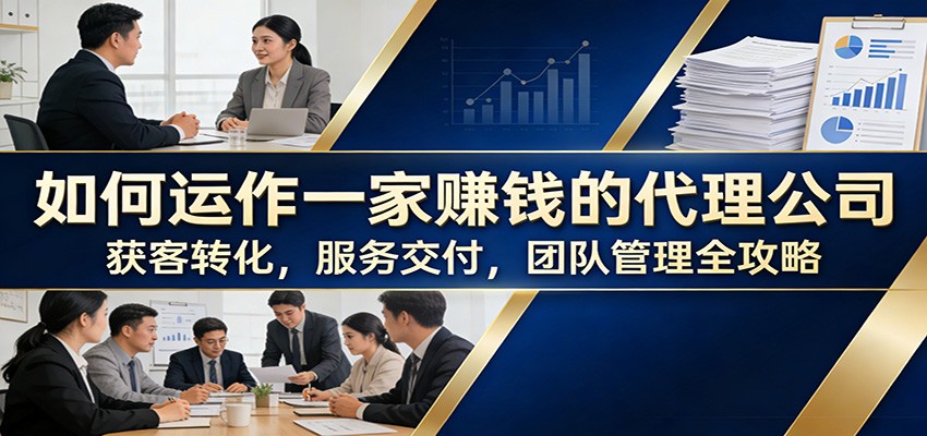 如何运作一家赚钱的代理公司:获客转化,服务交付,团队管理全攻略-网赚副业网