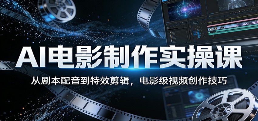 AI电影制作实操课:从剧本配音到特效剪辑,电影级视频创作技巧-网赚副业网