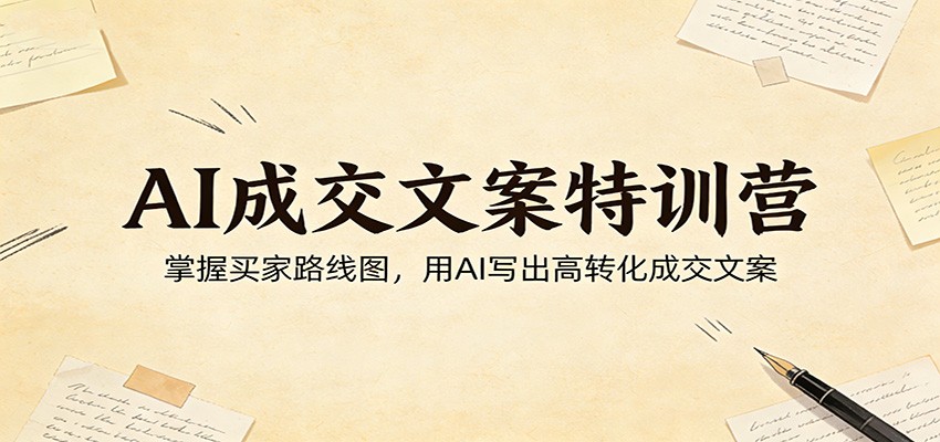 AI成交文案特训营:掌握买家路线图,用AI写出高转化成交文案-网赚副业网