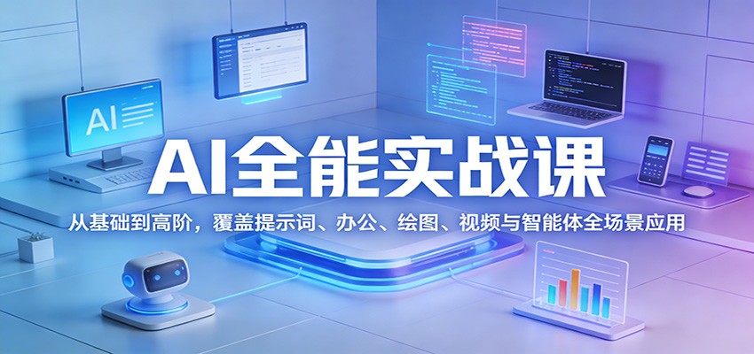 AI全能实战课:从基础到高阶,覆盖提示词、办公、绘图、视频与智能体全场景应用-网赚副业网