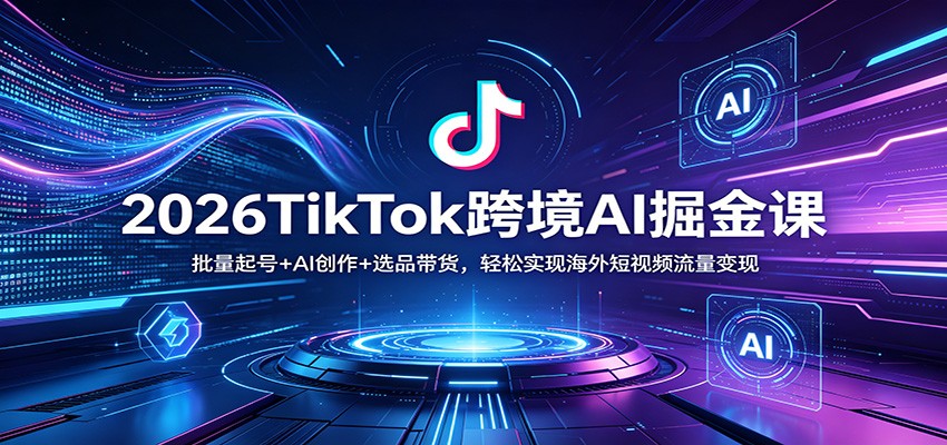 2026TikTok跨境AI掘金课：批量起号+AI创作+选品带货，轻松实现海外短视频流量变现-网赚副业网