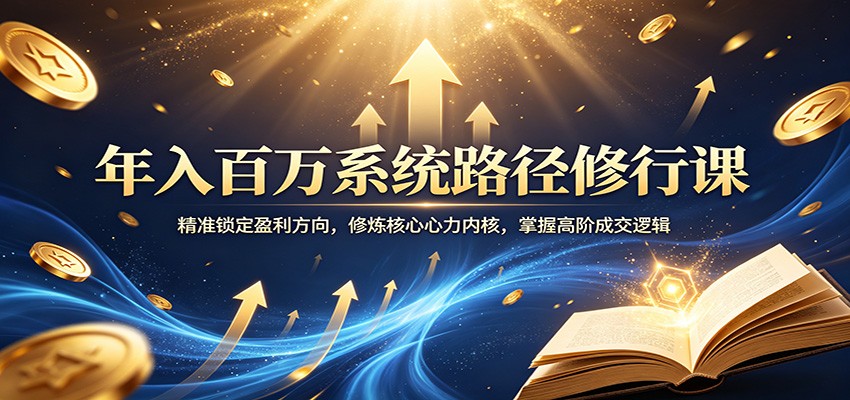 年入百万系统路径修行课:精准锁定盈利方向,修炼核心心力内核,掌握高阶成交逻辑-网赚副业网