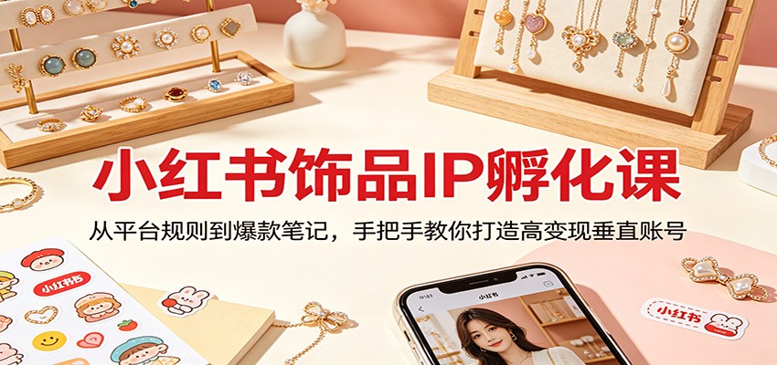 小红书饰品IP孵化课:从平台规则到爆款笔记,手把手教你打造高变现垂直账号-网赚副业网