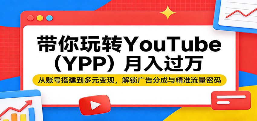 带你玩转YouTube(YPP)月入过万:从账号搭建到多元变现,解锁广告分成与精准流量密码-网赚副业网