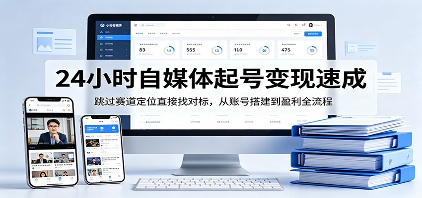 24小时自媒体起号变现速成，跳过赛道定位直接找对标，从账号搭建到盈利全流程-网赚副业网