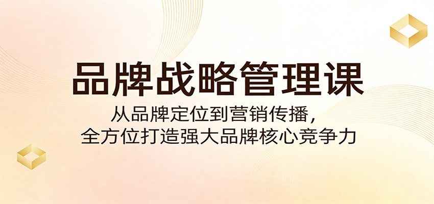 品牌战略管理课:从品牌定位到营销传播,全方位打造强大品牌核心竞争力-网赚副业网