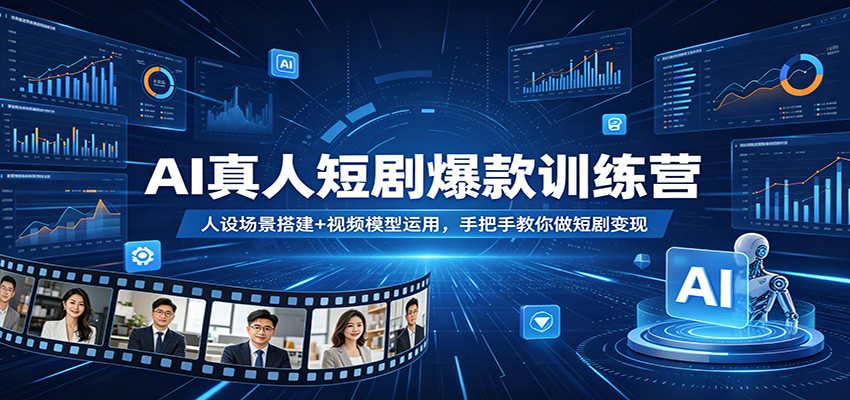 AI真人短剧爆款训练营:人设场景搭建+视频模型运用,手把手教你做短剧变现-网赚副业网