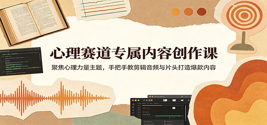 心理赛道专属内容创作课:聚焦心理力量主题,手把手教剪辑音频与片头打造爆款内容-网赚副业网