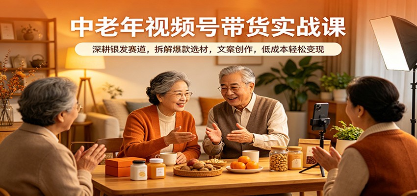 中老年视频号带货实战课:深耕银发赛道,拆解爆款选材,文案创作,低成本轻松变现-网赚副业网