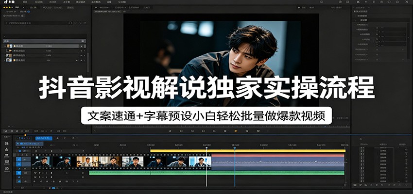 抖音影视解说独家实操流程,文案速通+字幕预设小白轻松批量做爆款视频-网赚副业网