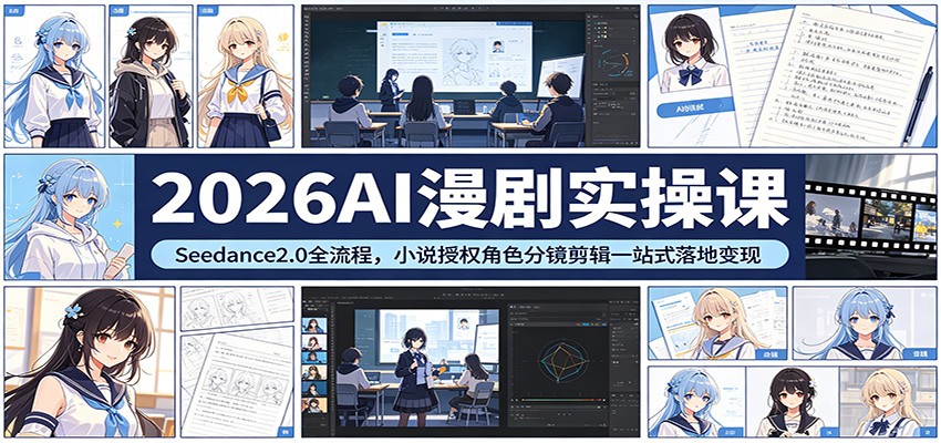 2026AI漫剧实操课:Seedance2.0全流程,小说授权角色分镜剪辑一站式落地变现-网赚副业网