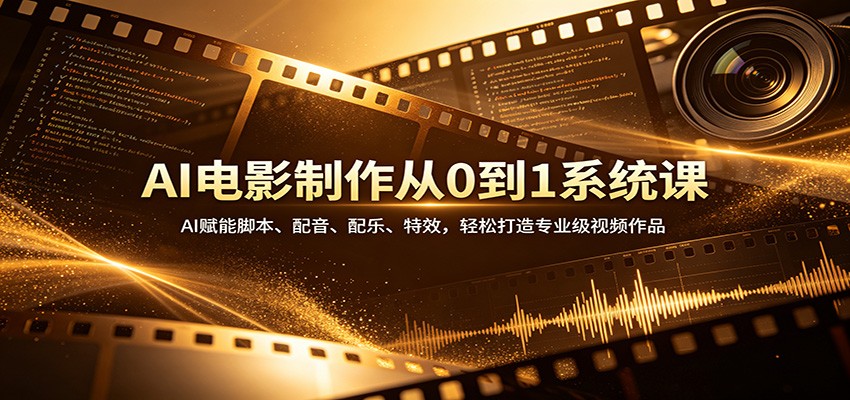 AI电影制作从0到1系统课:AI赋能脚本、配音、配乐、特效,轻松打造专业级视频作品-网赚副业网
