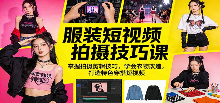服装短视频拍摄技巧课:掌握拍摄剪辑技巧,学会衣物改造,打造特色穿搭短视频-网赚副业网