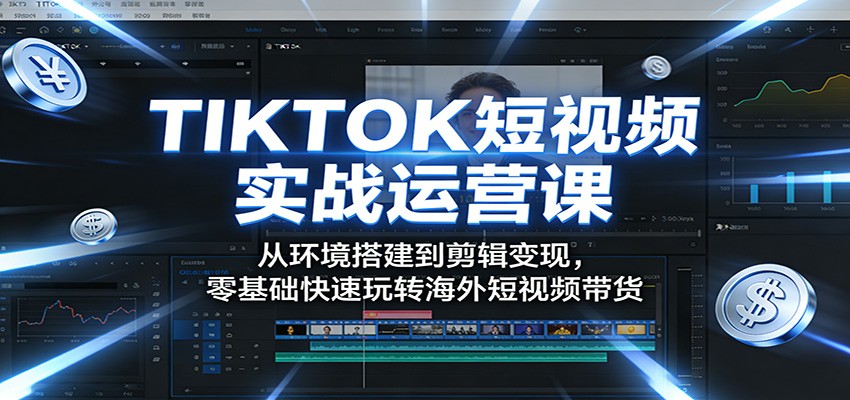 TIKTOK短视频实战运营课：从环境搭建到剪辑变现，零基础快速玩转海外短视频带货-网赚副业网