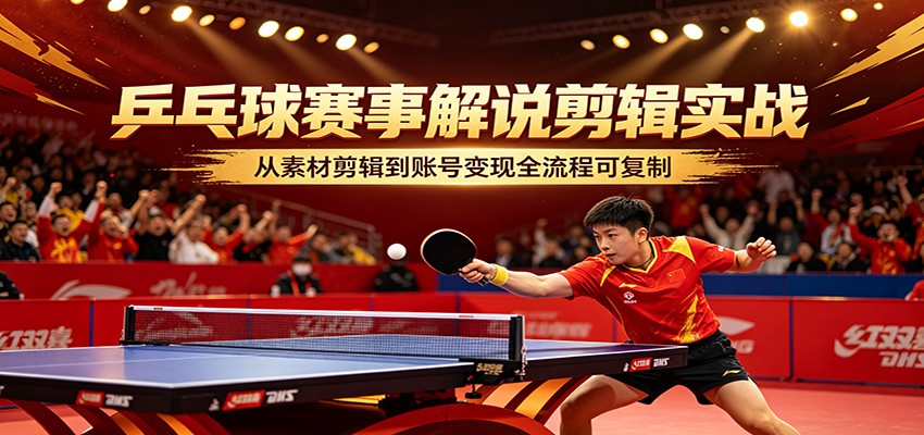 乒乓球赛事解说剪辑实战,从素材剪辑到账号变现全流程可复制-网赚副业网