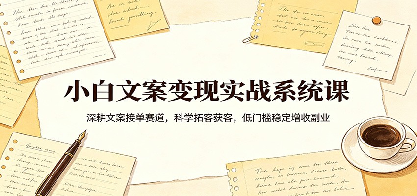 小白文案变现实战系统课:深耕文案接单赛道,科学拓客获客,低门槛稳定增收副业-网赚副业网