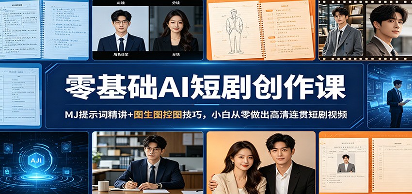 零基础AI短剧创作课:MJ提示词精讲+图生图控图技巧,小白从零做出高清连贯短剧视频-网赚副业网