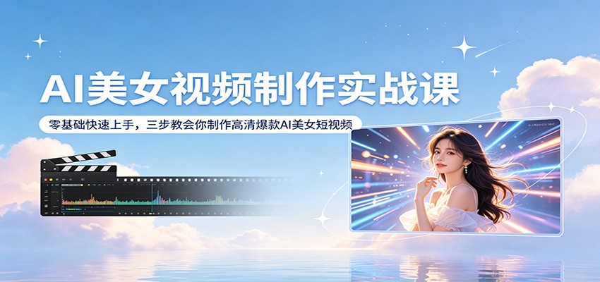 AI美女视频制作实战课:零基础快速上手,三步教会你制作高清爆款AI美女短视频-网赚副业网