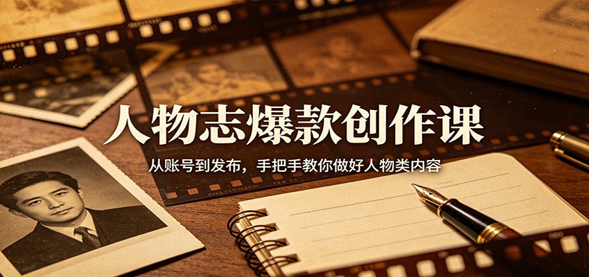 人物志爆款创作课:从账号到发布,手把手教你做好人物类内容-网赚副业网